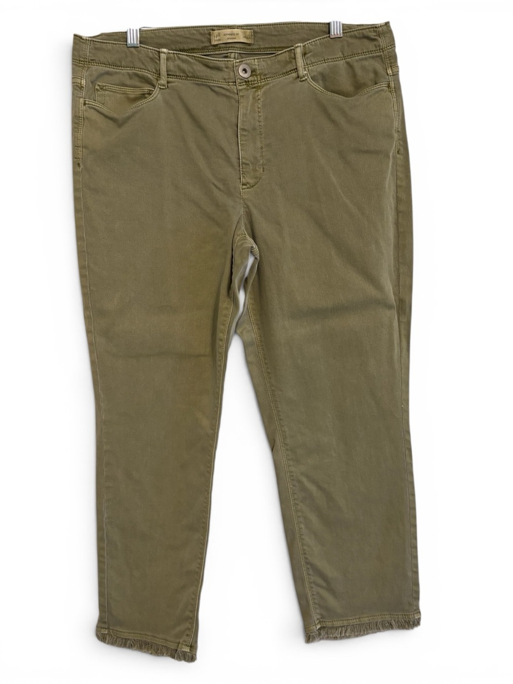 ✨ J. Jill Olive Cropped Denim Pants Frayed Ankle Hem Size 12  ✨